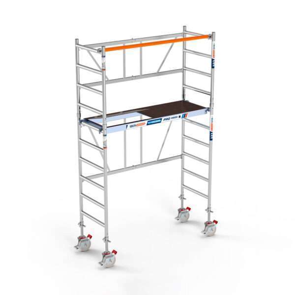 Andamio Plegable de Aluminio 4.00 m de Altura de Trabajo con Ruedas Regulables