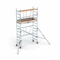 Andamio Plegable Aluminio 4.70 m de Altura de Trabajo con Estabilizadores y Rodapié