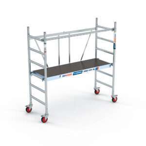 Andamio Plegable Aluminio 3.00 m de Altura de Trabajo. Plataforma sin Trampilla y Barandilla Seguridad