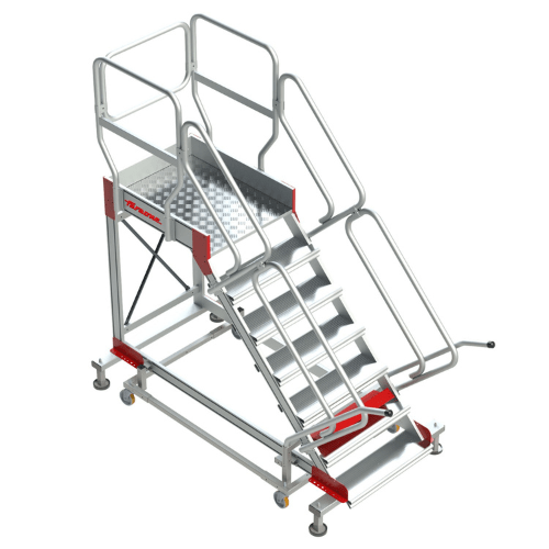 Escalera con plataforma y cuatro ruedas Inclinacíon 45º