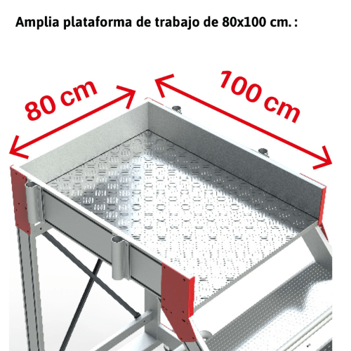 Escalera con plataforma y cuatro ruedas Inclinación 45º SY45-04 Faraone n° peldaños 4 - Imagen 2
