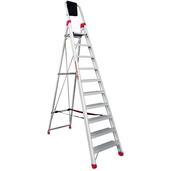 Escalera de almacén fabricada en aluminio - 10 peldaños. Uso intensivo DOMUS10 FARAONE