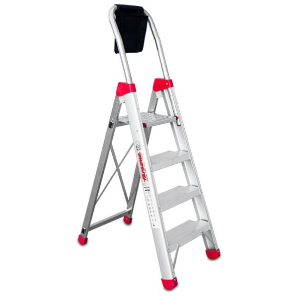 Escalera de almacén fabricada en aluminio - 4 peldaños. Uso intensivo DOMUS4 FARAONE