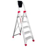 Escalera de almacén fabricada en aluminio - 5 peldaños. Uso intensivo DOMUS5 FARAONE