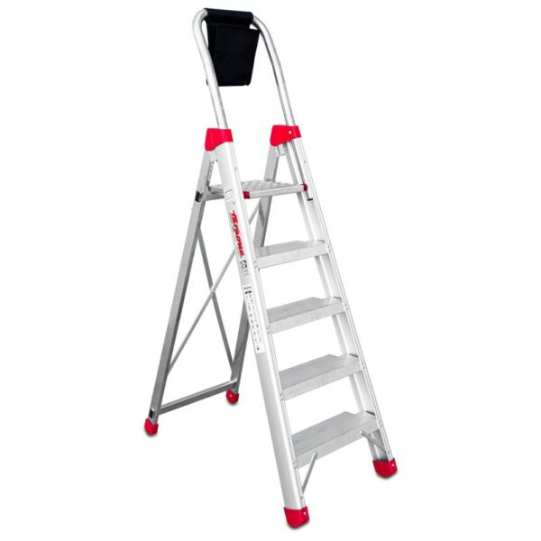 Escalera de almacén fabricada en aluminio - 5 peldaños. Uso intensivo DOMUS5 FARAONE