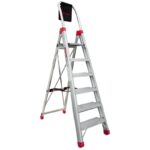 Escalera de almacén fabricada en aluminio - 6 peldaños. Uso intensivo DOMUS6 FARAONE