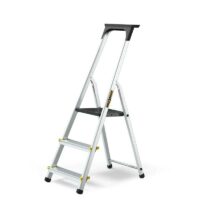 Escalera de tijera en aluminio de 3 peldaños con bandeja de herramientas