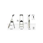 Escalera de tijera en aluminio de 5 peldaños con bandeja de herramientas - Imagen 3