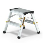 Escalera de tijera doble de 2 peldaños fabricada en aluminio