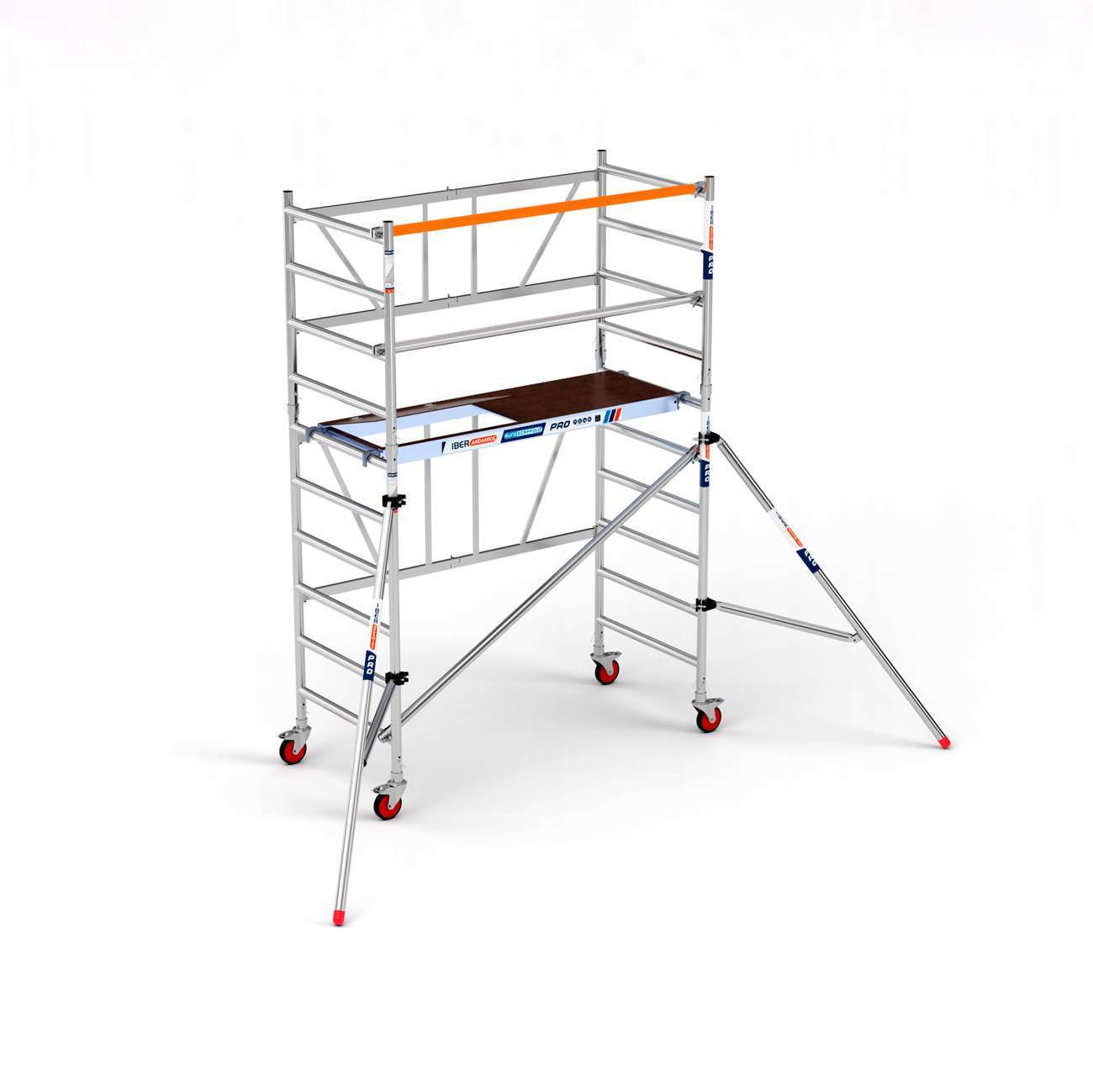 Andamio plegable 90x190cm 3,85m alt. trabajo plataforma CON trampilla y estabilizadores Andamio plegable 90x190cm 3,85m alt. trabajo plataforma CON trampilla y estabilizadores
