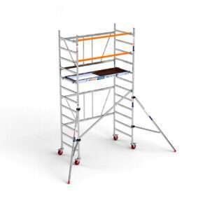 Andamio plegable de aluminio 90x190 - 4,70 m alt. trabajo plataforma con trampilla + estabilizadores