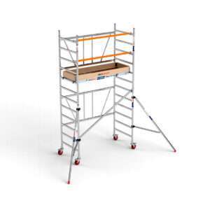 Andamios plegables de aluminio 90x190 - 4,70 m alt. trabajo plataforma con trampilla + estabilizadores + rodapiés
