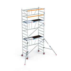 Andamio plegable de aluminio 90x190 - 5,70 m alt. trabajo plataforma con trampilla + estabilizadores