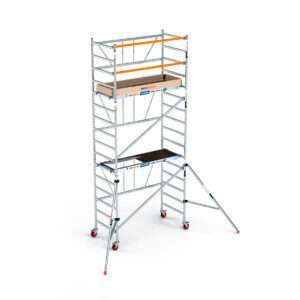 Andamio plegable de aluminio 90x190 - 5,70 m alt. trabajo plataforma CT + estabilizadores + rodapiés