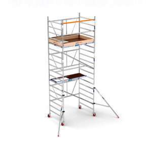 Andamio plegable de aluminio 135x190 - 6,50 m alt. trabajo plataforma CT y ST + estabilizadores + rodapiés