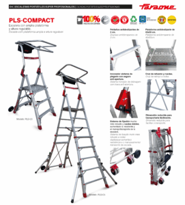 Escalera plegable PLS-COMPACT 3 peldaños y altura regulable - Imagen 3