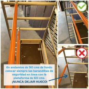 Andamio plegable 90x190cm 3,85m AT plataforma CON trampilla, estabilizadores y plat. 30 cm - Imagen 12