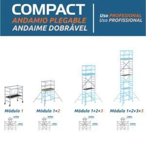 EASY COMPACT Módulo 1+2+3 andamio plegable 75x150 – 5,50 m trabajo - Imagen 4