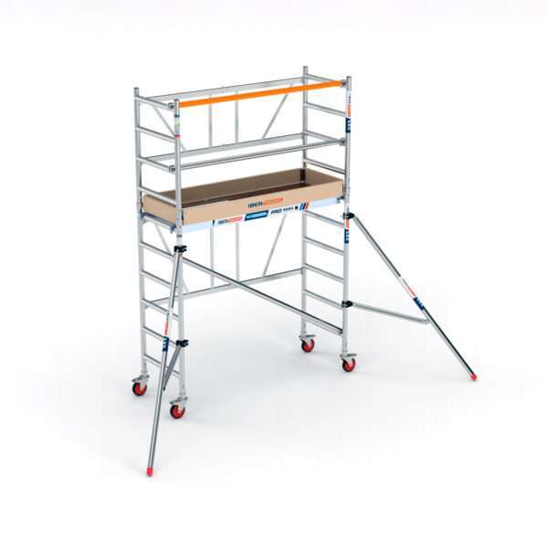 Andamio Plegable Aluminio 3.85 m de Altura de Trabajo con estabilizadores y rodapiés