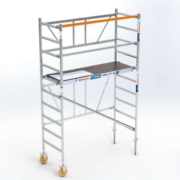 Andamio Plegable Aluminio 3.85 m de Altura de Trabajo con ruedas con husillo