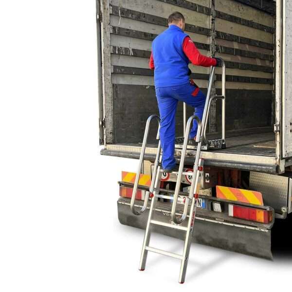 Escalera de aluminio plegable para camiones. Altura regulable y 9 peldaños