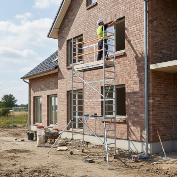 Andamio 100419-A siendo usado por un obrero en el exterior de una casa