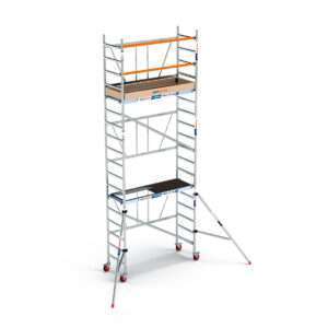 Andamio plegable de aluminio 75×190 – 6,50 m alt. trabajo con estabilizadores y rodapié