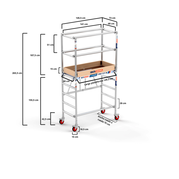 Andamio plegable COMPACT MÓDULO 1+2 - 75x150 - 3,50 m Altura de trabajo