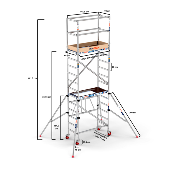 Andamio plegable COMPACT MÓDULO 1+2+3 - 75x150x5,50 Plat. CT - m Altura de trabajo