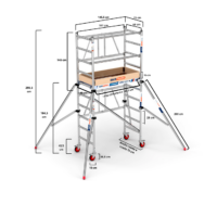 Andamio Plegable de Aluminio COMPACT MÓDULO 1+1 (75x150 cm) - Altura de Trabajo 3,8 m y 4 estabilizadores - Imagen 3