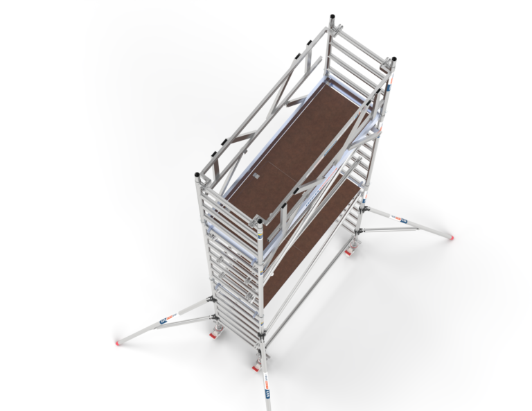 Accesorios modulares para andamios de aluminio: Estabilizadores, plataformas y rodapiés