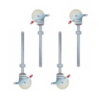 Pack de 4 Ruedas de NYLON de 200 mm con husillo de aluminio regulable. Carga hasta 800 kg